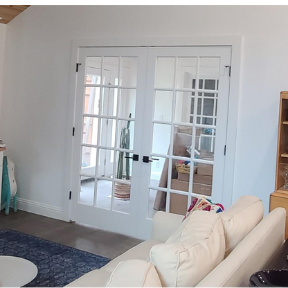 64 in x 80 in 15-Lite Clear Glass Primed MDF Prehung Interior French Door