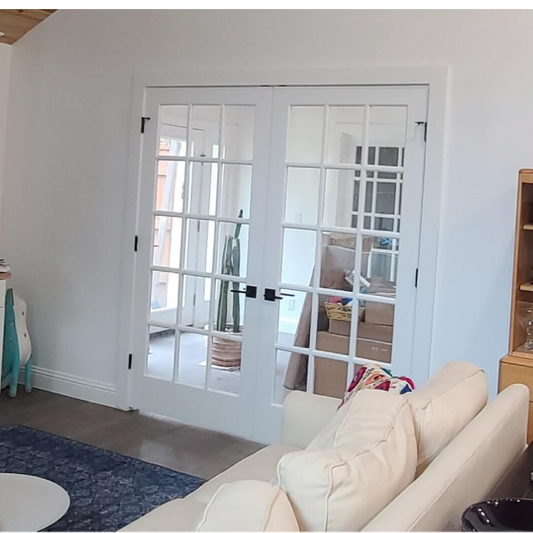 64 in x 80 in 15-Lite Clear Glass Pine Prehung Interior French Door