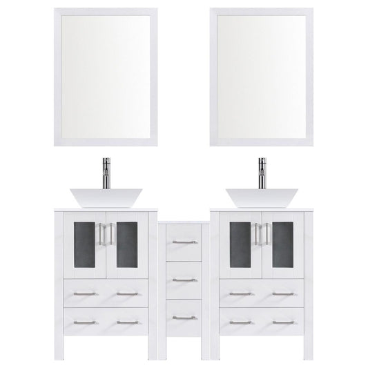 72" Modern Bathroom Vanity Set with Mirror and Sink LV2-C14-72-W (White)