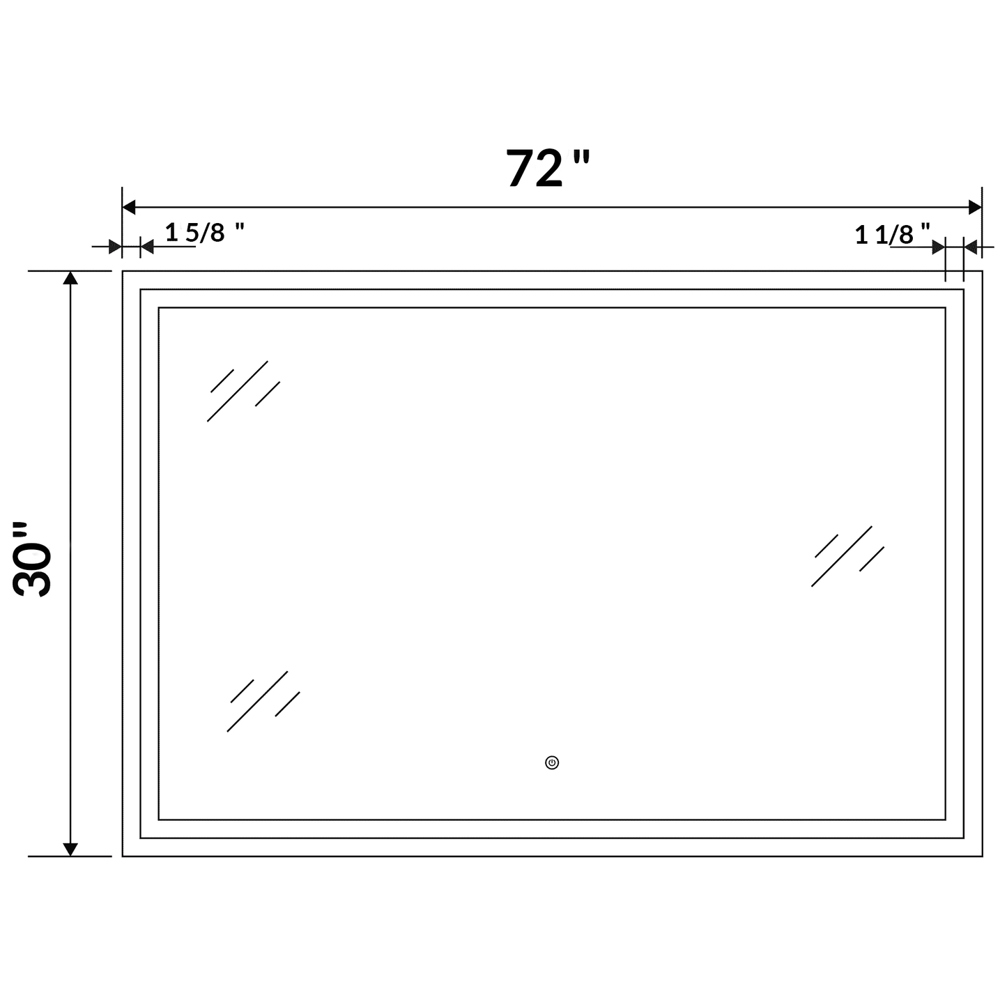 72 W x 30 H Modern Super White Front LED Frameless Mirror - Mirrors