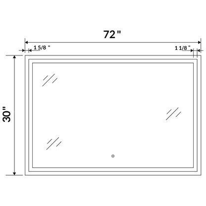 72 W x 30 H Modern Super White Front LED Frameless Mirror - Mirrors