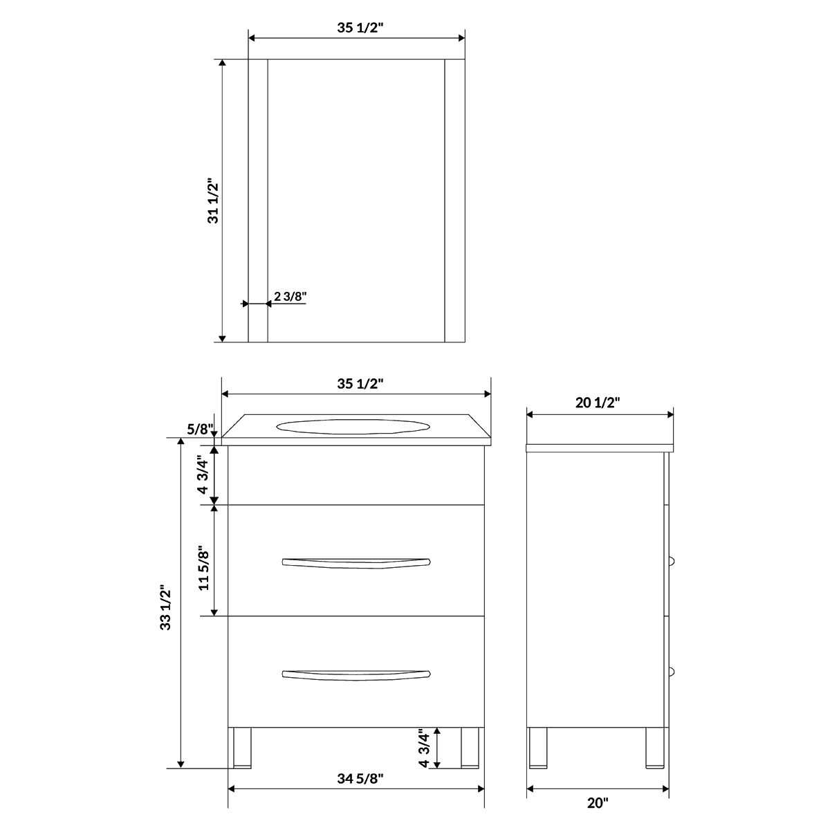 72 White Vanity Set - Two 36 Sink Bases (LV4-C12-72-W)