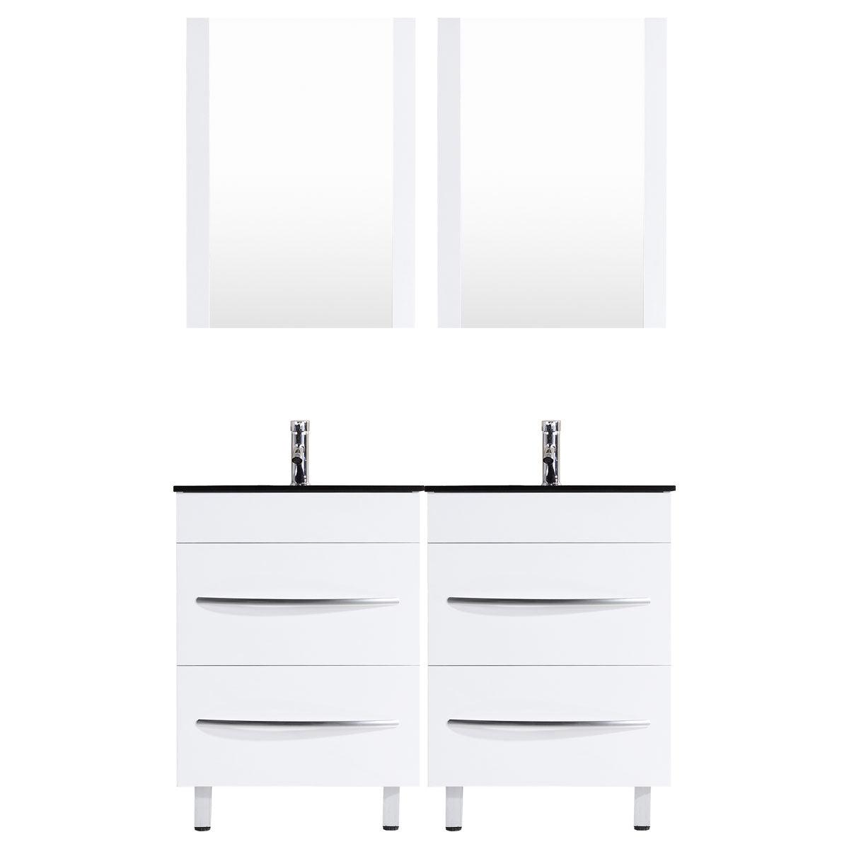 72 White Vanity Set - Two 36 Sink Bases (LV4-C12-72-W)