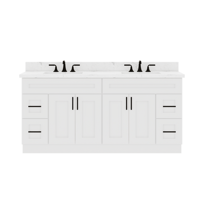 72’’W x 21’’D x 34.5’’H Combo Double Vanity Alpina White Bathroom Vanities