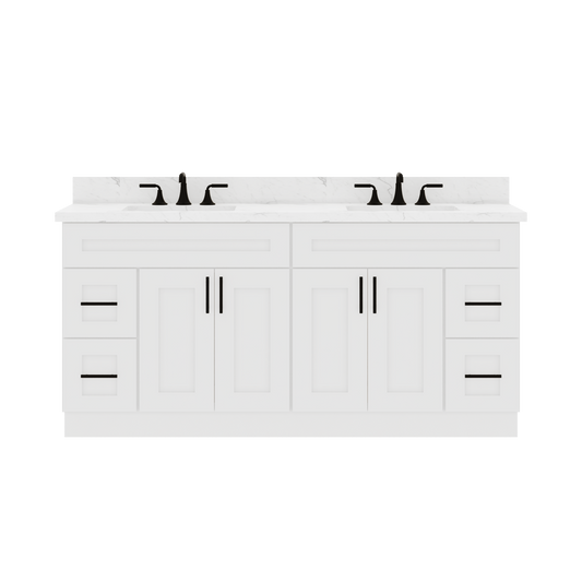 72’’W x 21’’D x 34.5’’H Combo Double Vanity Alpina White Bathroom Vanities