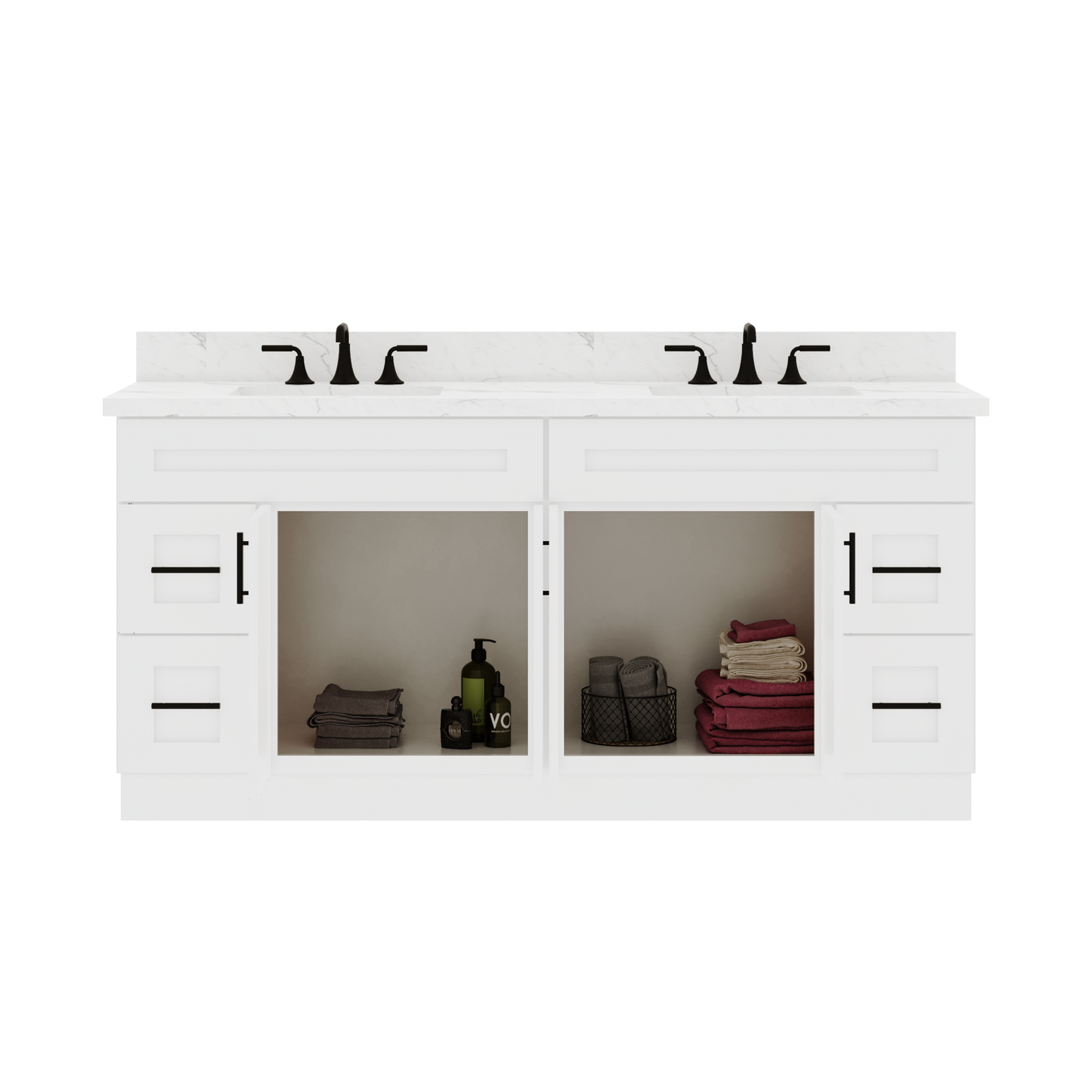 72’’W x 21’’D x 34.5’’H Combo Double Vanity Alpina White Bathroom Vanities