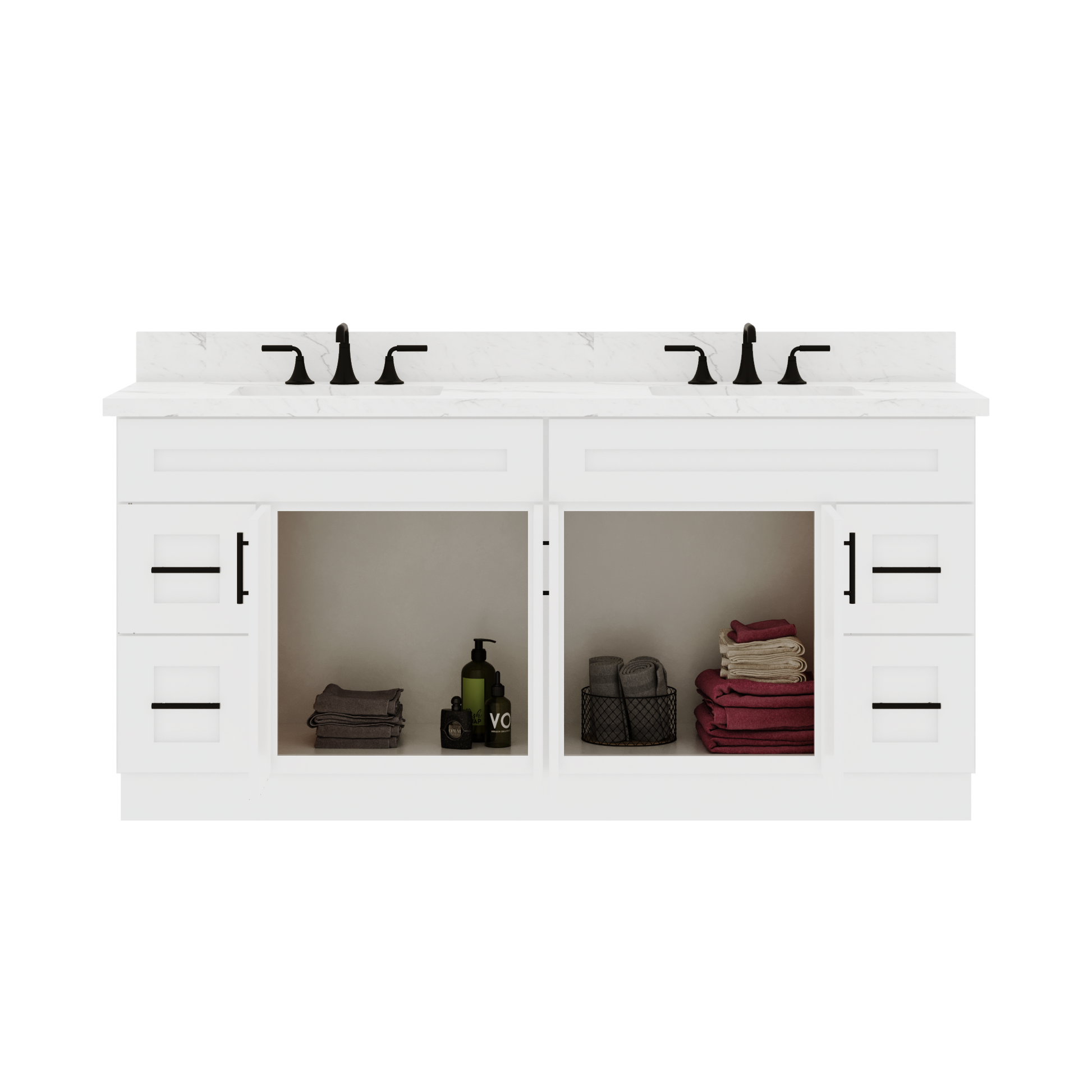 72’’W x 21’’D x 34.5’’H Combo Double Vanity Alpina White Bathroom Vanities