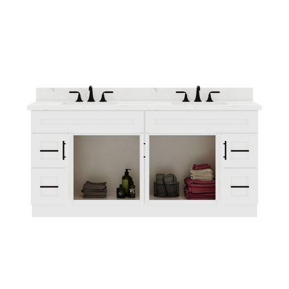 72’’W x 21’’D x 34.5’’H Combo Double Vanity Alpina White Bathroom Vanities