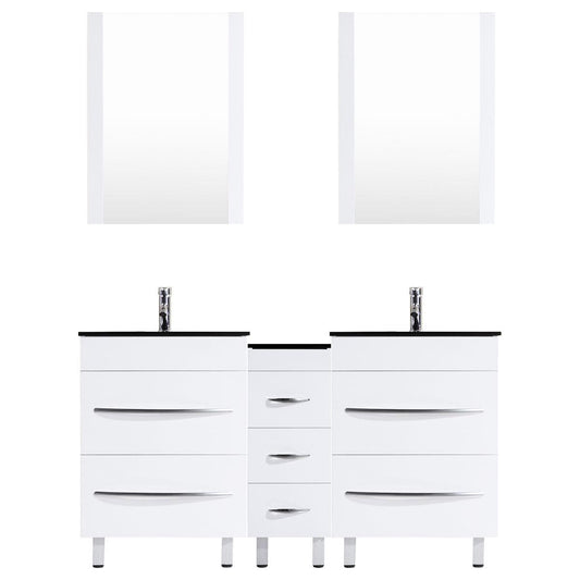 84 White Vanity Set - Two 36 Sink Bases, One 12 Drawer Base (LV4-C15-84-W)