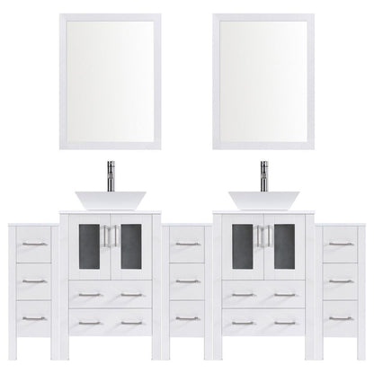 96" Modern Bathroom Vanity Set with Mirror and Sink LV2-C20-96-W (White)