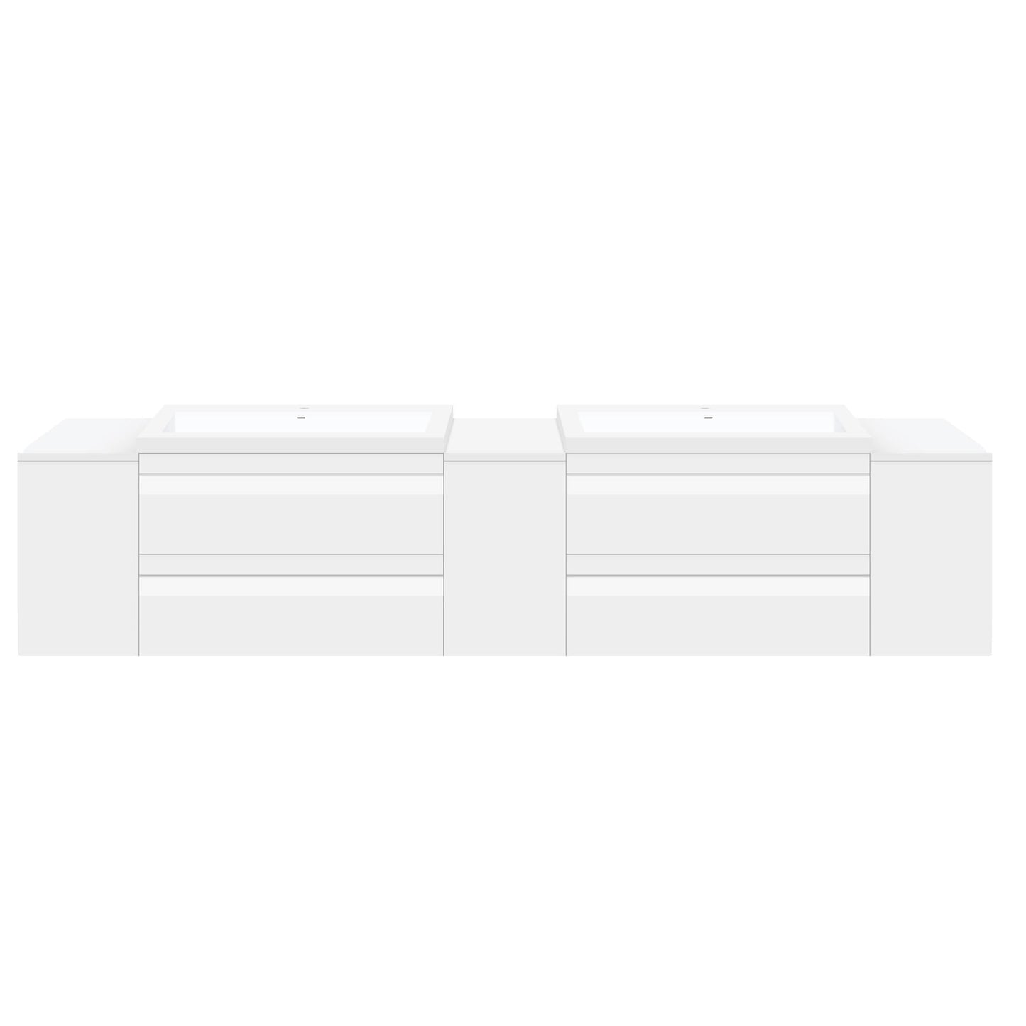 96’’ W Wall-Mount White Vanity Set with Two Sinks (LV8-C20W-96W) Style 8 - Bathroom Vanities