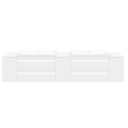 96’’ W Wall-Mount White Vanity Set with Two Sinks (LV8-C20W-96W) Style 8 - Bathroom Vanities