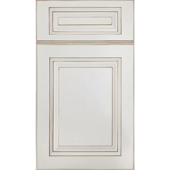 Cubitac Imperial Sofia Pewter Raised Panel Off-White with Glaze Door Sample