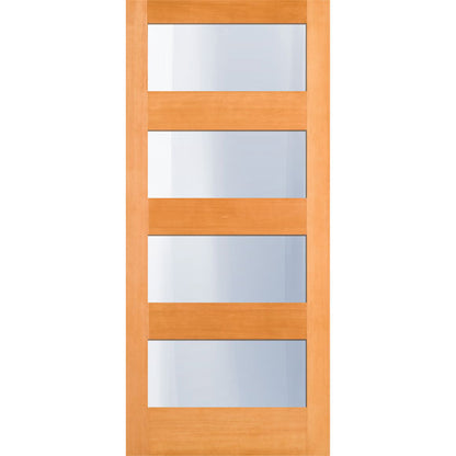 36 x 80 in. 4-Lite Satin Glass Fir Exterior Door Slab
