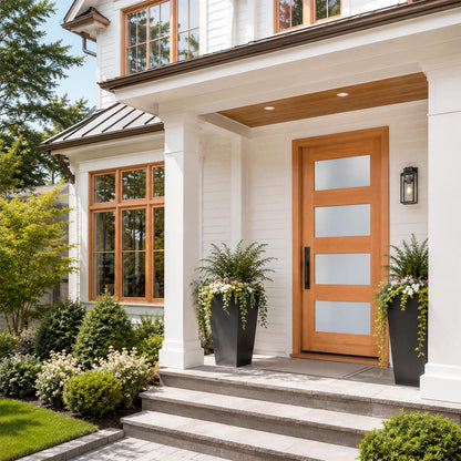 36 x 80 in. 4-Lite Satin Glass Fir Prehung Exterior Door