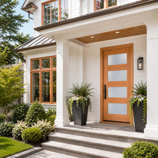 36 x 80 in. 4-Lite Satin Glass Fir Prehung Exterior Door