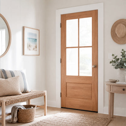 36 x 80 in. 4-Lite Satin Glass Nantucket Prehung Exterior Door