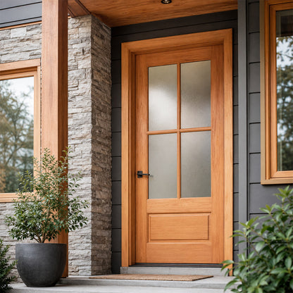 36 x 80 in. 4-Lite Satin Glass Nantucket Prehung Exterior Door
