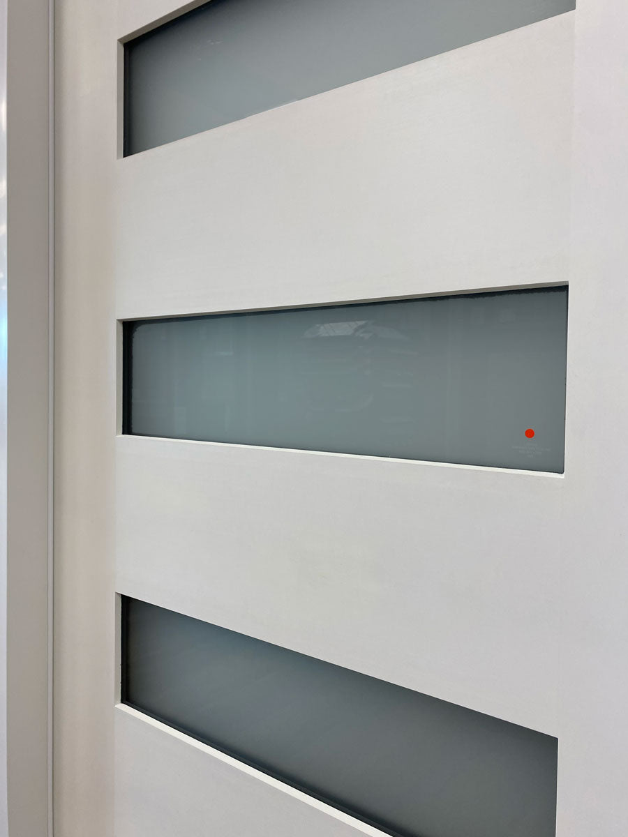 36 in. x 80 in. 5-Lite Shaker, Acid Etch Unfinished White Prehung Fiberglass Exterior Door with Brickmold