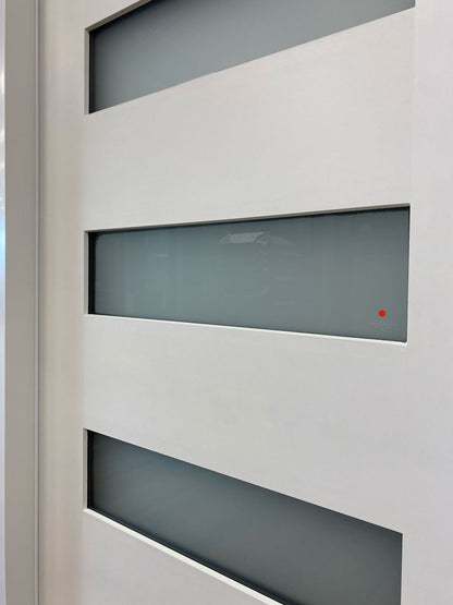 36 in. x 80 in. 5-Lite Shaker, Acid Etch Unfinished White Prehung Fiberglass Exterior Door with Brickmold