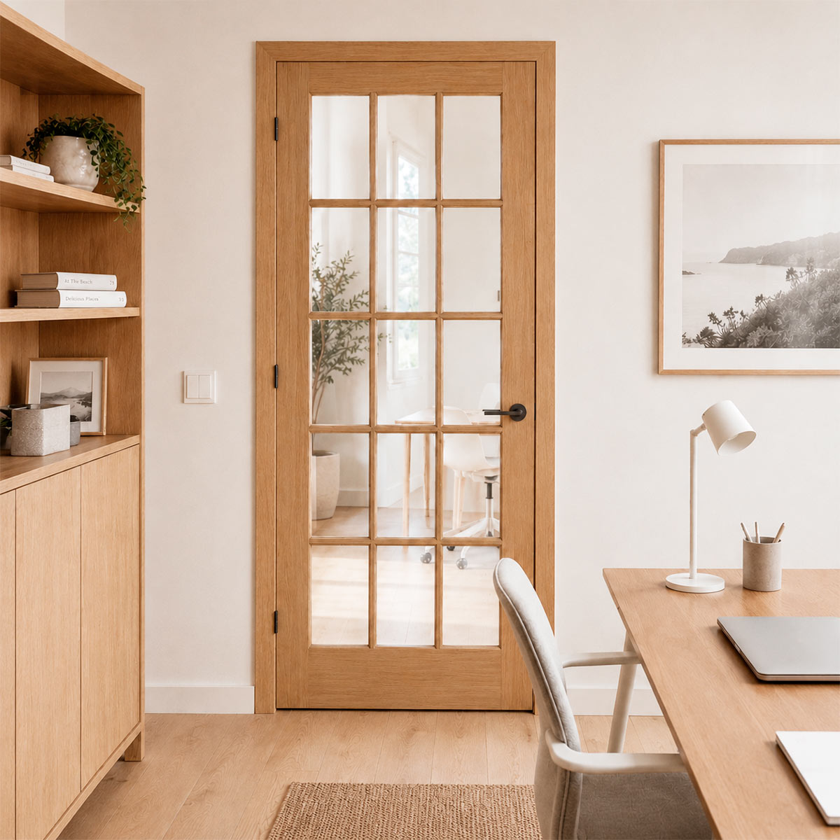 32 in x 80 in 15-Lite Clear Glass Pine Prehung Interior Door