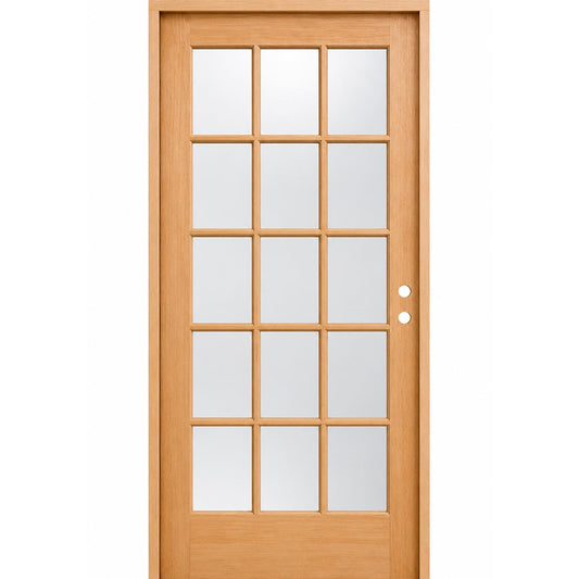 32 in x 80 in 15-Lite Clear Glass Pine Prehung Interior Door
