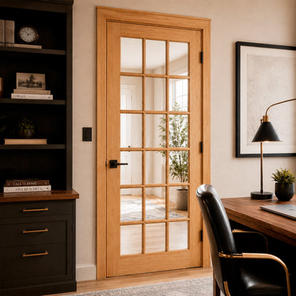 36 in x 80 in 15-Lite Clear Glass Pine Prehung Interior Door