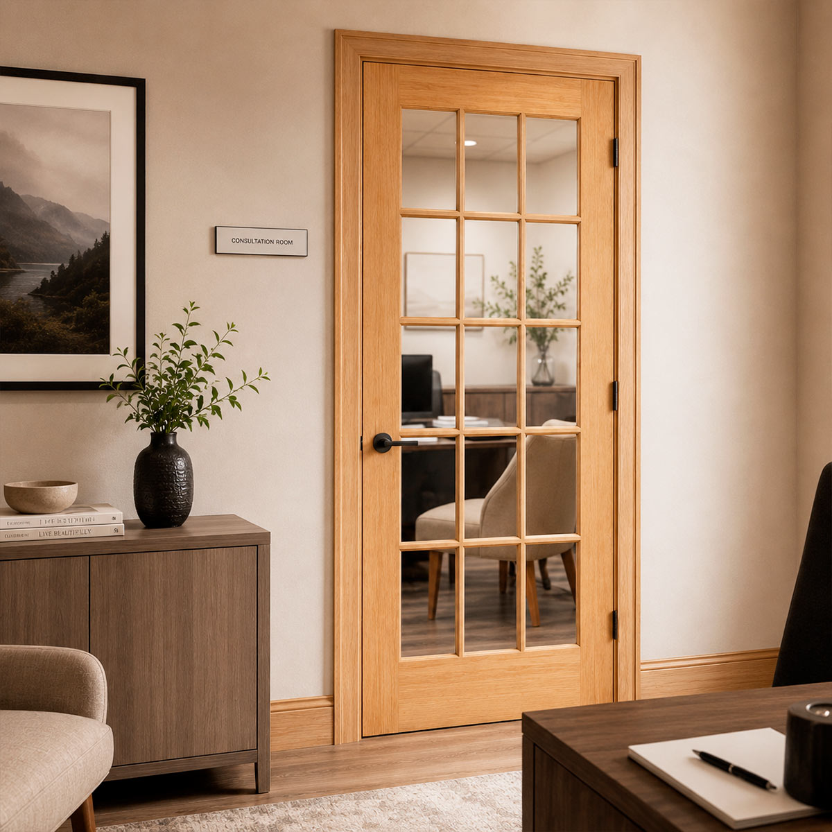 36 in x 80 in 15-Lite Clear Glass Pine Prehung Interior Door