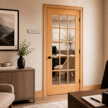 36 in x 80 in 15-Lite Clear Glass Pine Prehung Interior Door