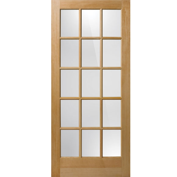 32 x 80 in. 15-Lite Clear Glass Pine Interior Door Slab
