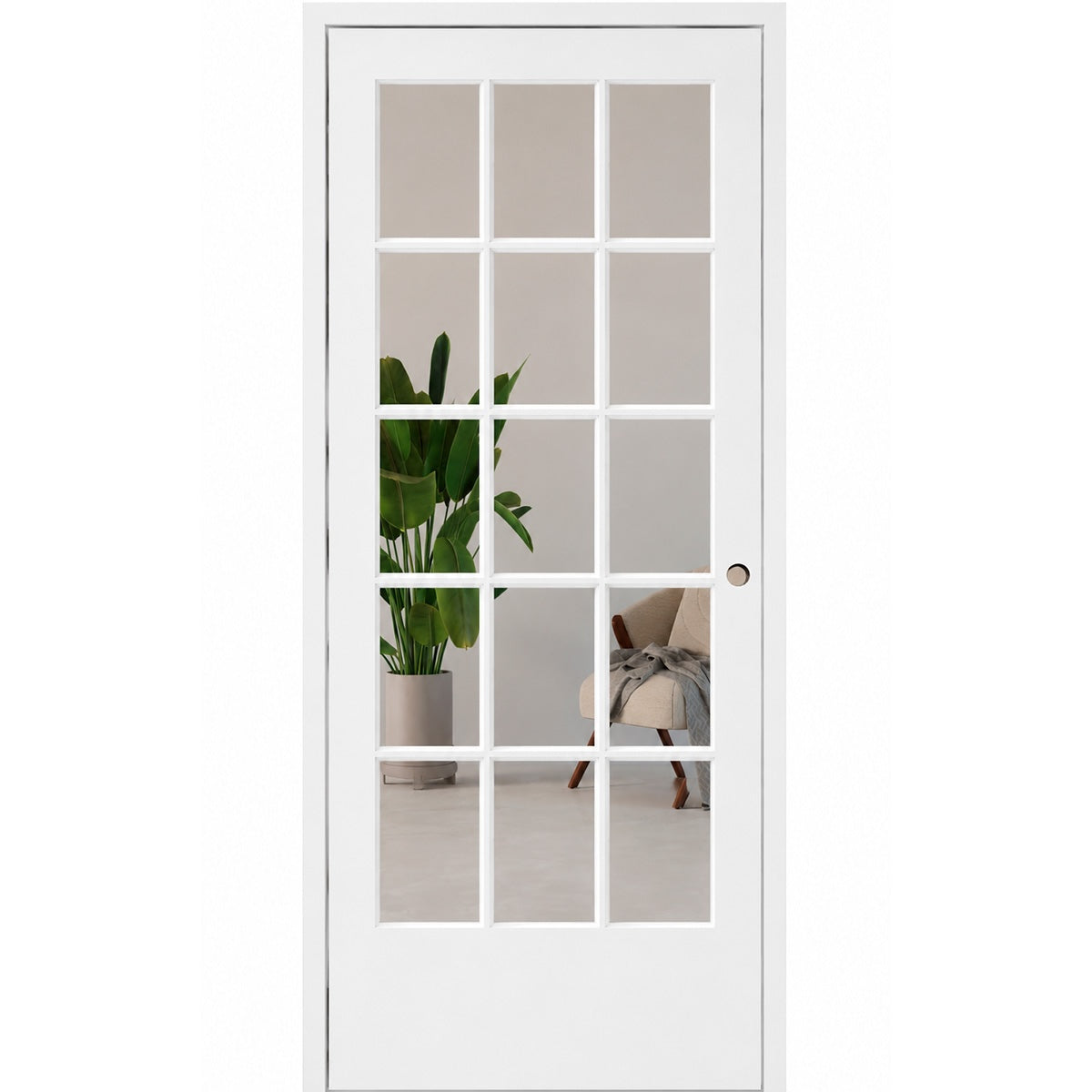 32 in x 80 in 15-Lite Clear Glass Primed MDF Prehung Interior Door