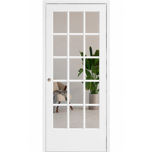 36 in x 80 in 15-Lite Clear Glass Primed MDF Prehung Interior Door