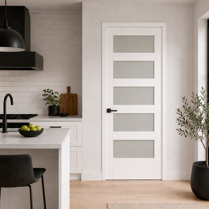 30 x 80 in. 5-Lite Shaker Solid Core Primed MDF Prehung Interior Door
