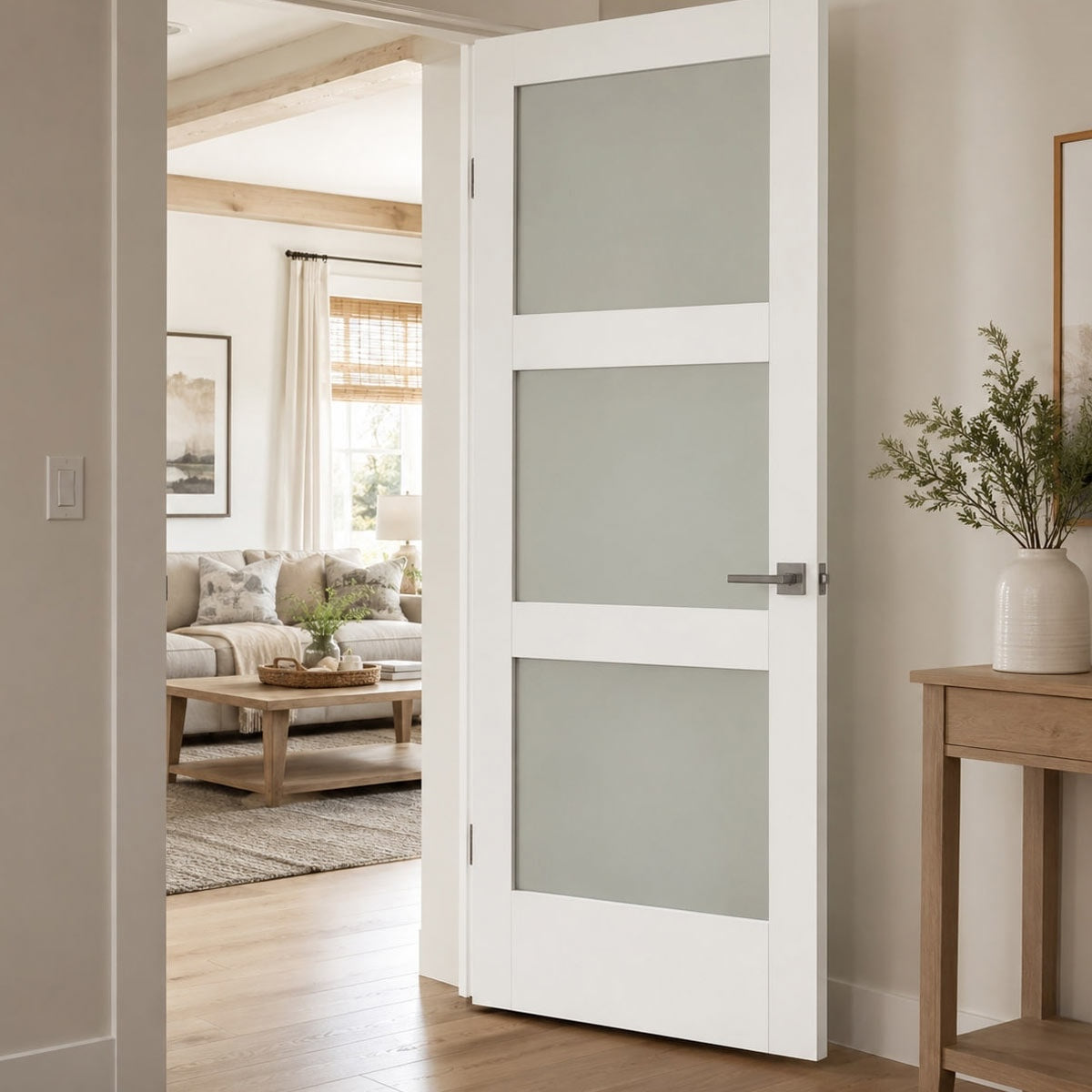 36 x 80 in. 3-Lite Shaker Solid Core Primed MDF Prehung Interior Door