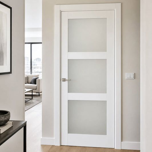 30 x 80 in. 3-Lite Shaker Solid Core Primed MDF Prehung Interior Door