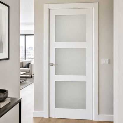 36 x 80 in. 3-Lite Shaker Solid Core Primed MDF Prehung Interior Door