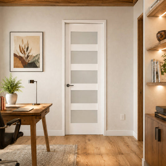 30 x 80 in. 5-Lite Shaker Solid Core Primed MDF Prehung Interior Door