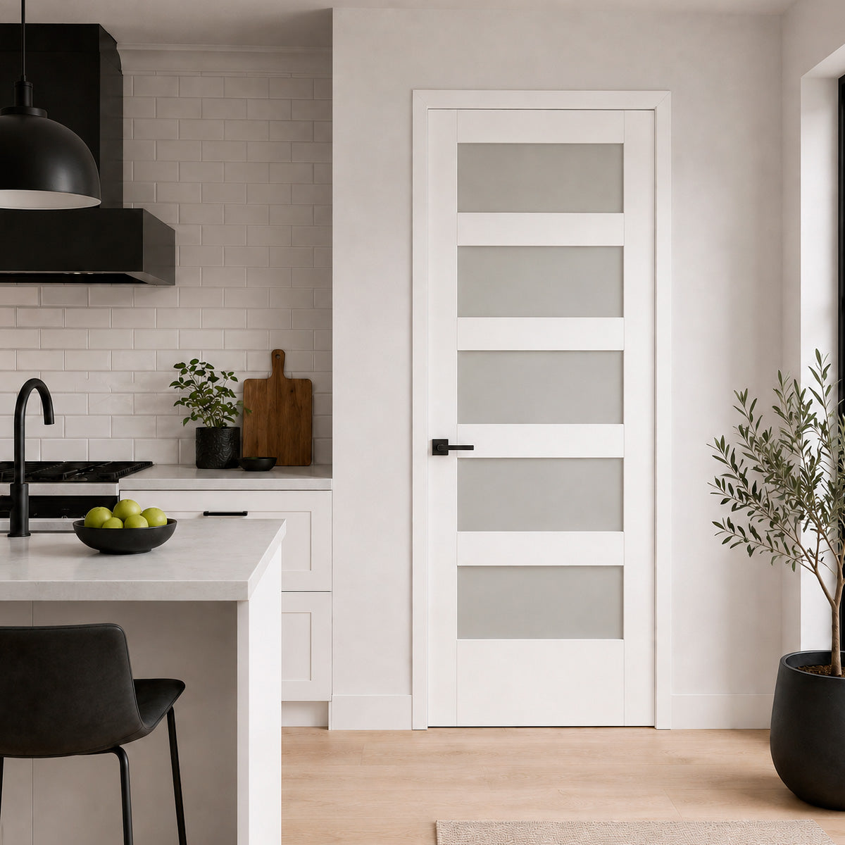 36 x 80 in. 5-Lite Shaker Solid Core Primed MDF Prehung Interior Door