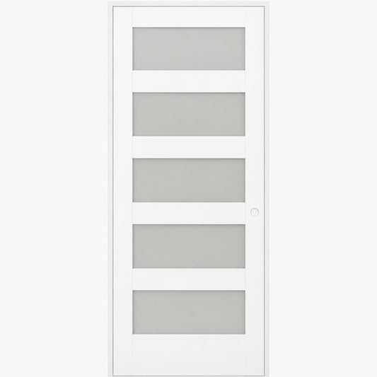30 x 80 in. 5-Lite Shaker Solid Core Primed MDF Prehung Interior Door