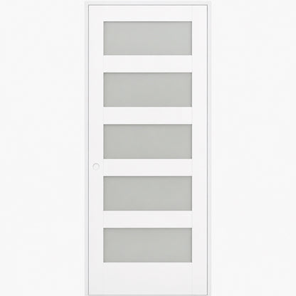 32 x 80 in. 5-Lite Shaker Solid Core Primed MDF Prehung Interior Door