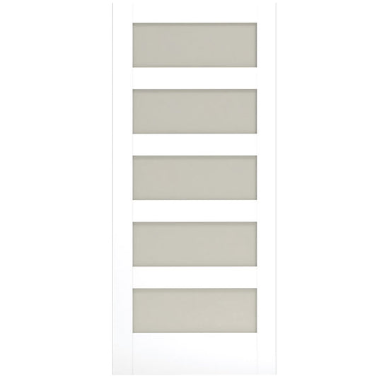 30 x 80 in. 5-Lite Shaker Solid Core Primed MDF Interior Door Slab