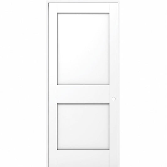 36 in x 80 in White 2-Panel Shaker Solid Core Primed MDF Prehung Interior Door