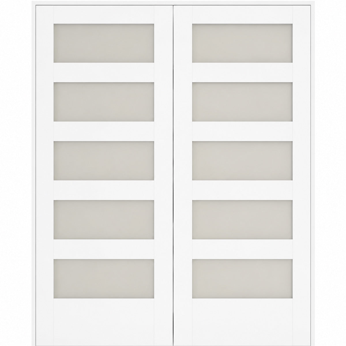 60 x 80 in. 5-Lite Shaker Solid Core Primed MDF Prehung Interior French Door