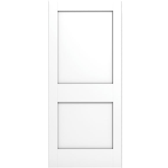 18 in x 80 in White 2-Panel Shaker Solid Core Primed MDF Interior Door Slab