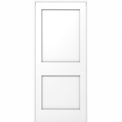 18 in x 80 in White 2-Panel Shaker Solid Core Primed MDF Prehung Interior Door