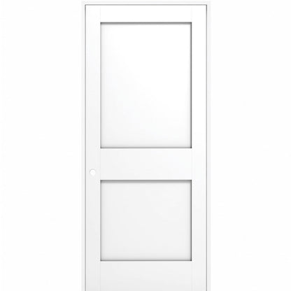 18 in x 80 in White 2-Panel Shaker Solid Core Primed MDF Prehung Interior Door