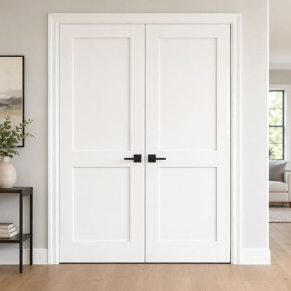 60 x 80 in. White Shaker Solid Core Primed MDF Prehung Interior French Door