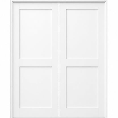 60 x 80 in. White Shaker Solid Core Primed MDF Prehung Interior French Door