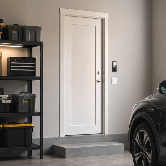 36in. x 80 in. 1 Panel Primed 90 Min. Fire-Rated House-to-Garage Single Prehung Interior Door