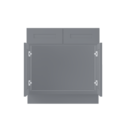 Sink Base Kitchen Cabinet SB33 Colonial Gray LessCare 33 in. width 34.5 in. height 24 in. depth